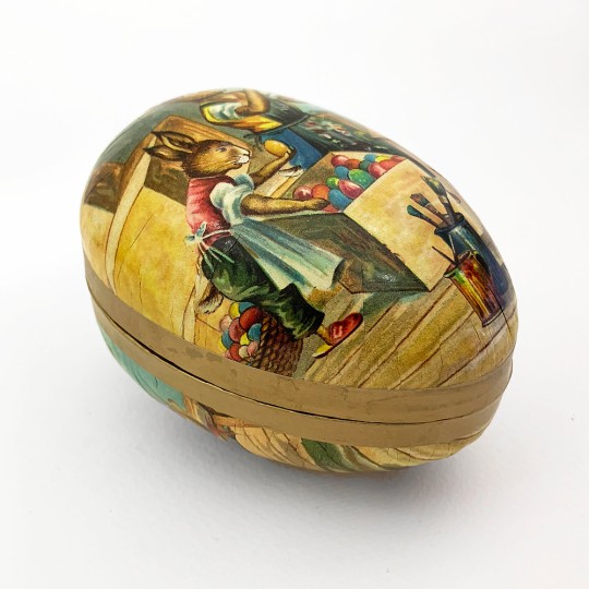 4-1/2" Vintage Easter Egg Workshop Papier Mache Easter Egg Container ~ Germany